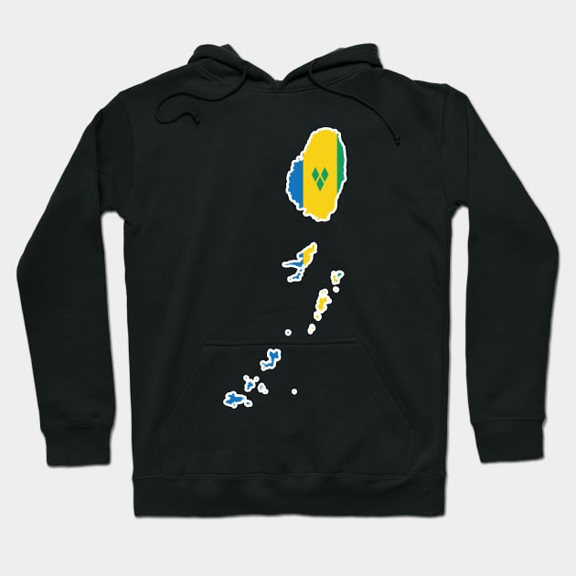 St Vincent and the Grenadines National Flag and Map Hoodie by IslandConcepts